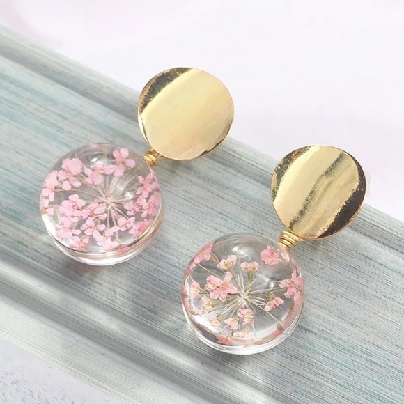 Jewelry - Pink Flowers Acrylic Earrings